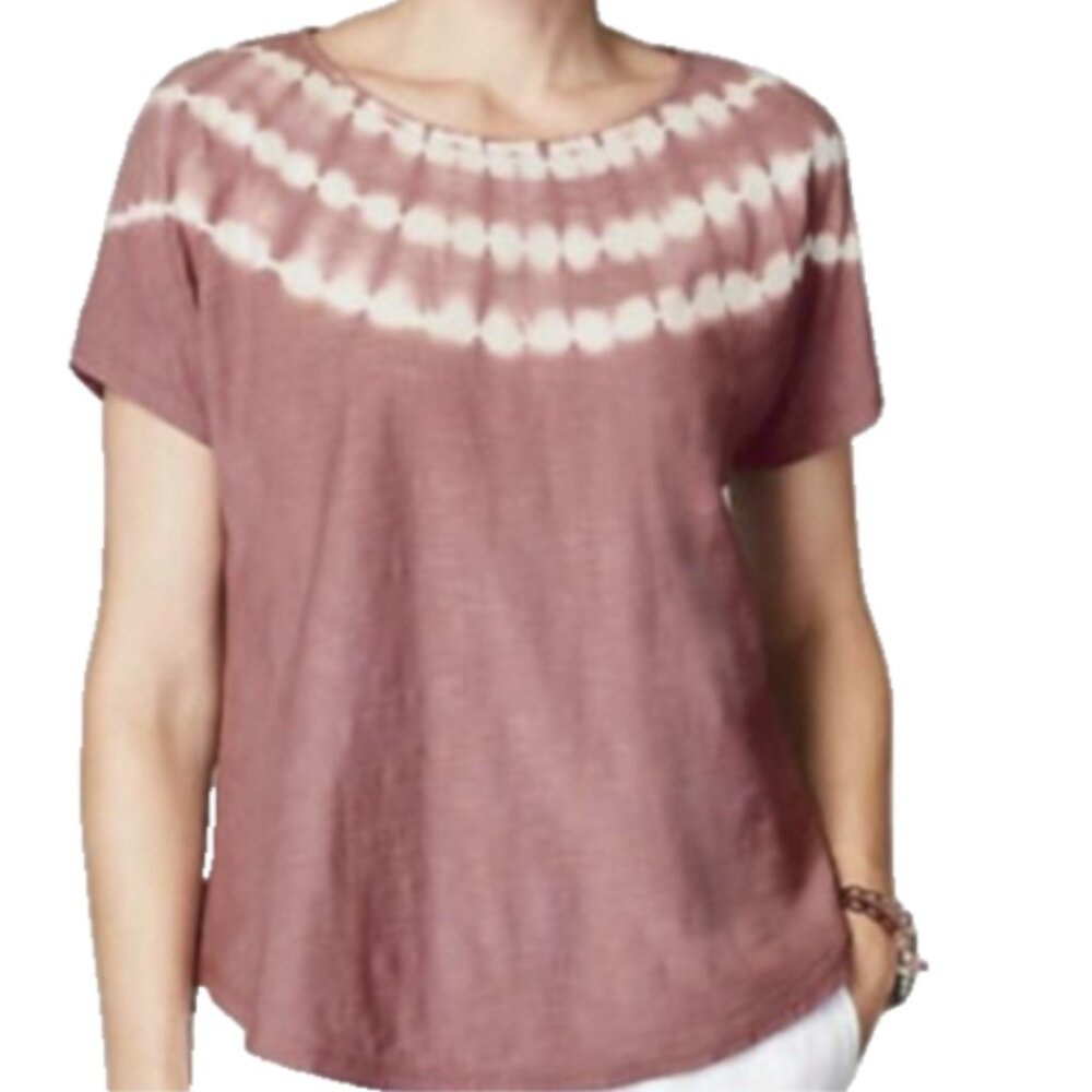 Pure‎ Jill Tie Dyed Relaxed Tee Sz XL-Petite in Dusty Rose/Smokey Mauve #262G
